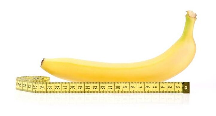 μέτρηση πέους πριν από τη μεγέθυνση χρησιμοποιώντας το παράδειγμα μιας μπανάνας